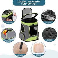 Petsfit Pet Backpack Carrier Easy-Fit Dog Travel Backpack Carrier for Hiking Walking Cycling Suitable for Small Medium Dogs Cats and Rabbits up to 22 Pounds, Green