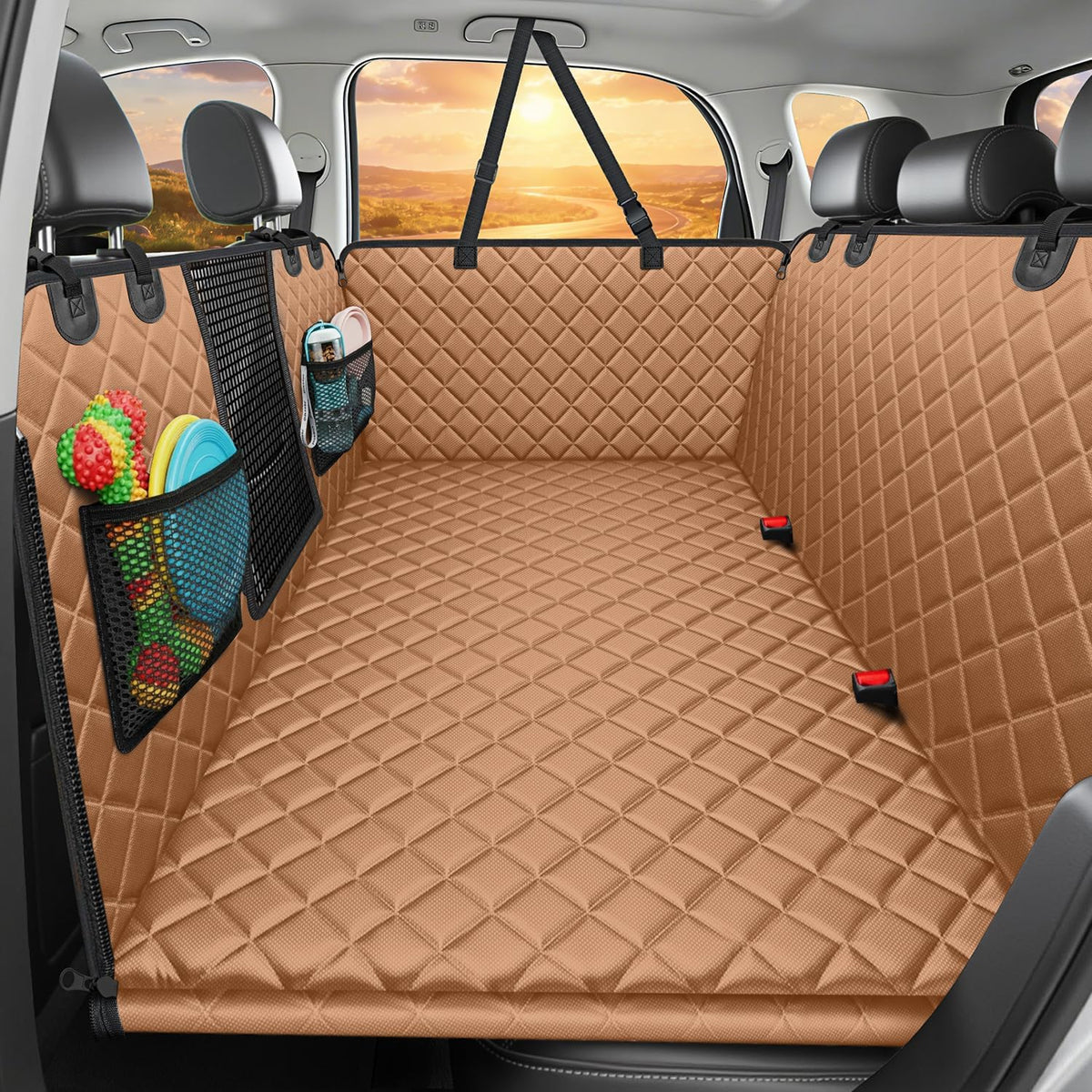 URPOWER Back Seat Extender for Dogs - Tan / M - Cars / Full Size SUVs