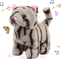 Easfan Walking Dog Toy for Kids Barking Interactive Puppy Stuffed - Grey Cat