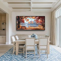 Large Autumn Tree Wall Art for Living Room, Framed Oversized Lake Landscape Wall Decor Nature Canvas Painting Modern Artwork for Living Room Bathroom Bedroom Office Dining Room 60"x30"