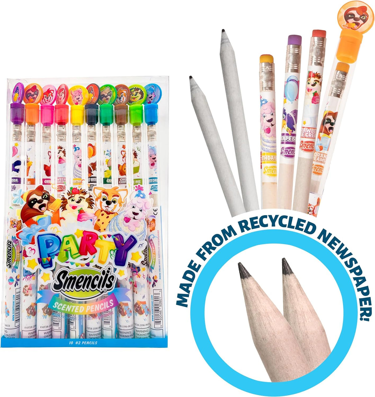 Smencils - Gourmet Scented Graphite HB #2 Pencils Made from Recycled Newspapers, 10 Count - Party (1 Pack) - image 4