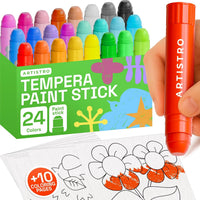 ARTISTRO 100% Washable Tempera Paint Sticks for Kids - 24 Colors