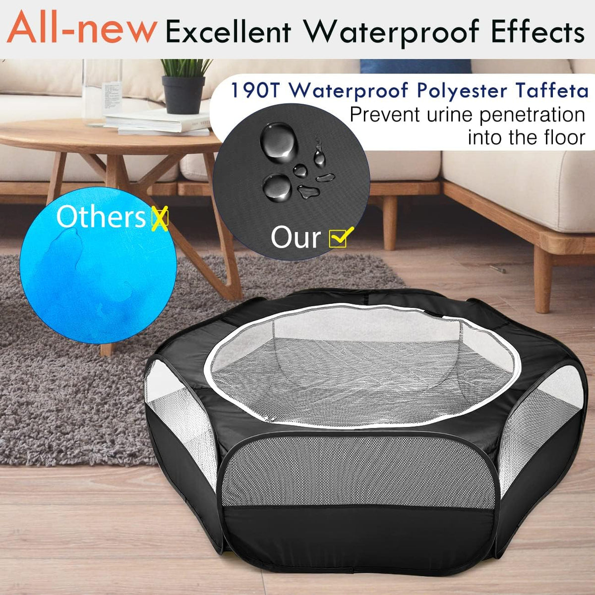 Pawaboo Small Animal Playpen, Waterproof Portable Pet Cage Tent - H-Black / 1 - image 4