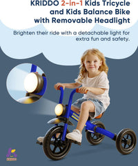 KRIDDO 2-in-1 Foldable Balance Bike and Toddler Tricycle for 2 to 5 - Blue - image 3