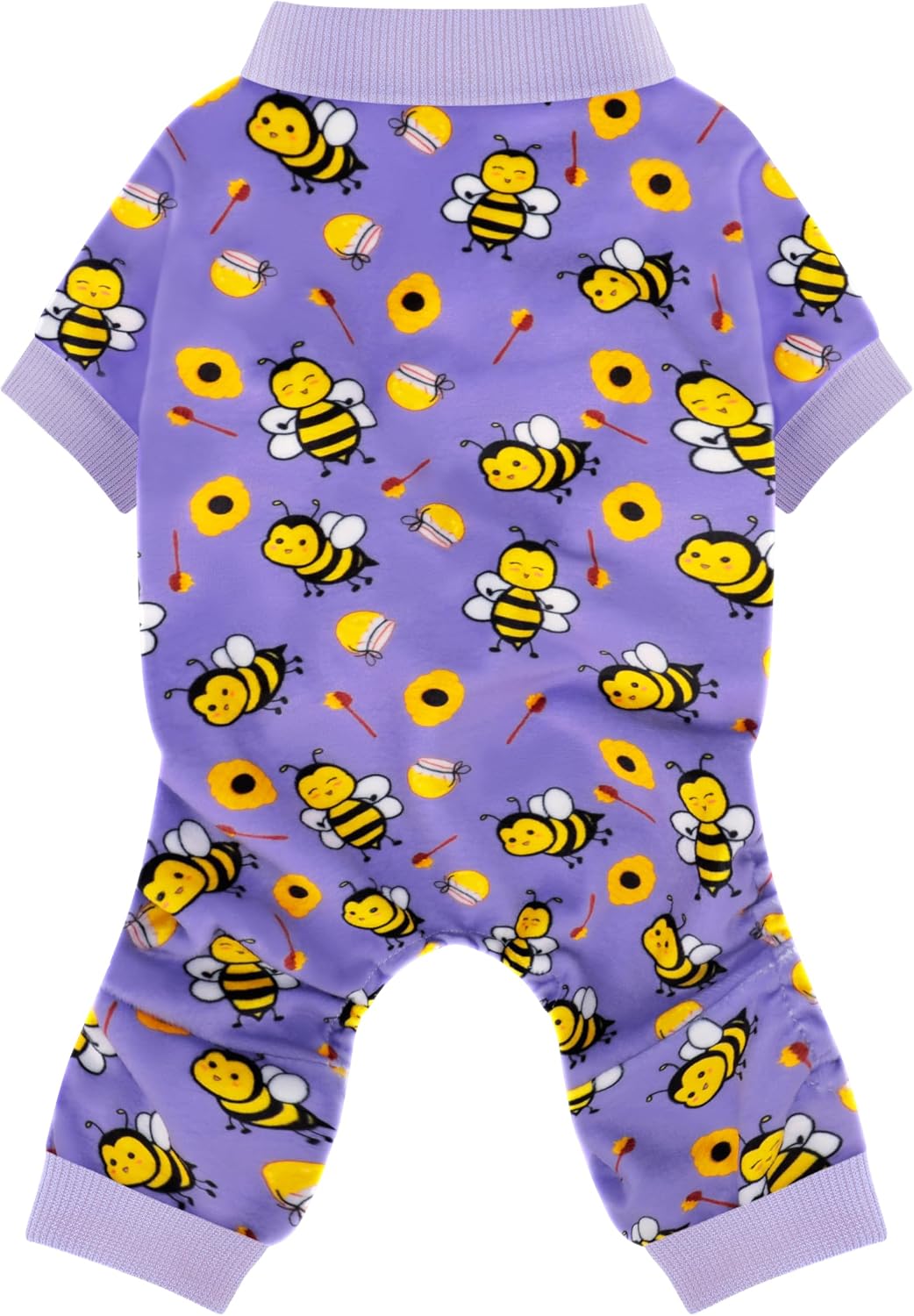 Dog Pajamas Onesie: Comfortable Four-Legged Apparel for Small - Purple Cute Little Bee / 3XL-(38~54lb) | Chest(~30")