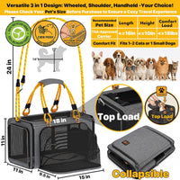 Expandable Pet Carrier for Small Cats & Dogs - 18.0"L x 11.0"W x 11.0"H / Mid-Hemp Gray - image 2