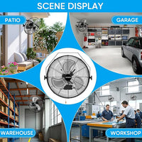 KEN BROWN 18 Inch Industrial Wall Mount Fan, 4300 CFM Metal Heavy Duty Fan, 3-Speeds High Velocity Oscillating Fans for Patios, Shop, Greenhouse, Garage, Commercial, Gazebo