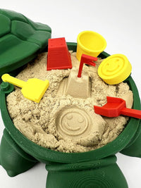 MunnyGrubbers green mini desktop turtle sand box with play sand and tools - view 2