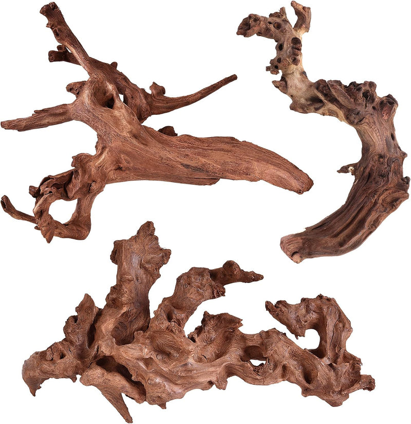 majoywoo Natural Driftwood for Aquarium Decor Fish Tank Decor Reptile - Mopani Driftwood 6 to 10 Inch (Pack of 3)