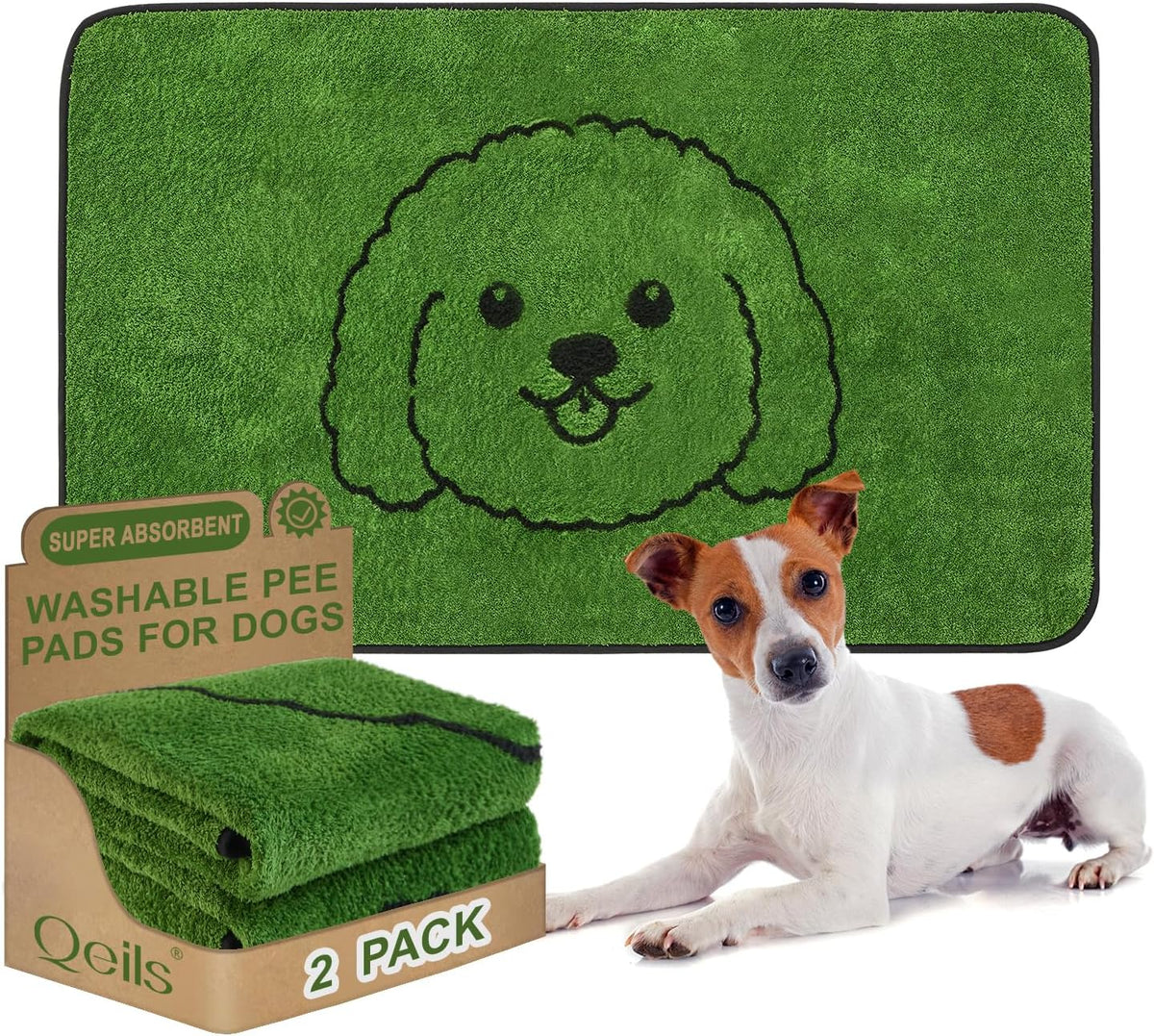 Reusable Puppy Pads, Washable Pee Pads for Dogs 18" x 24" 2 Pack - Polyester / 48"x30"(Pack of 2)