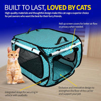 Extra Large Cat Carrier for Travel, Blue Checkers - Teal - image 3