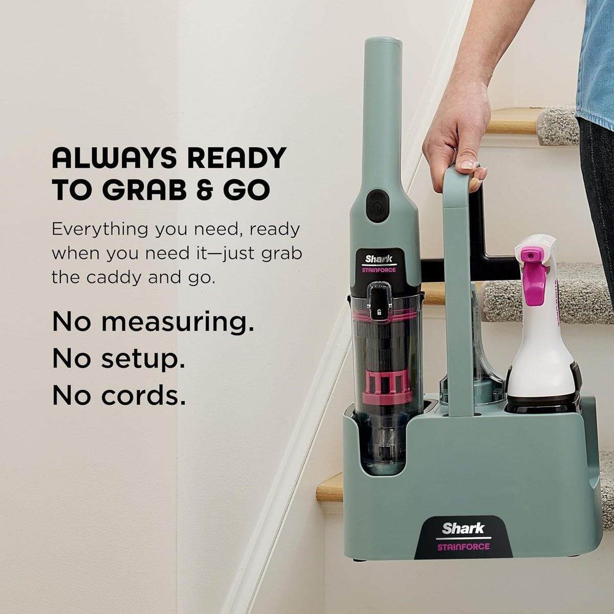 Shark StainForce Cordless Stain, Odor & Urine Remover, 2 Tools - Sage Green - image 4