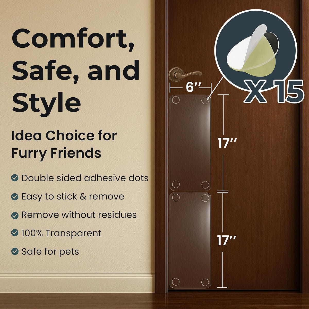 Heavy Duty Door Protector from Dog Scratching 16 x 30'' Transparent - 2 Pack / 6 x 17'' - image 2
