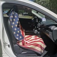 Car Seat Cover Protector Front Seats,for Gym Workout,Running,Swimming,Beach and Hiking,Waterproof Sweat Towel Bucket Seat Covers for Cars SUV Trucks (American Flag, 1Pcs)