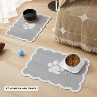 Scalloped Dog Feeding Mat, Beige White, 14" X 19” – Essentials for Dogs - Grey / 19"L x 14"W - image 2