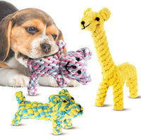 SunGrow Cotton Rope Dog Toys - 3 Pieces ( Teddy Bear, Giraffe, and Dog )