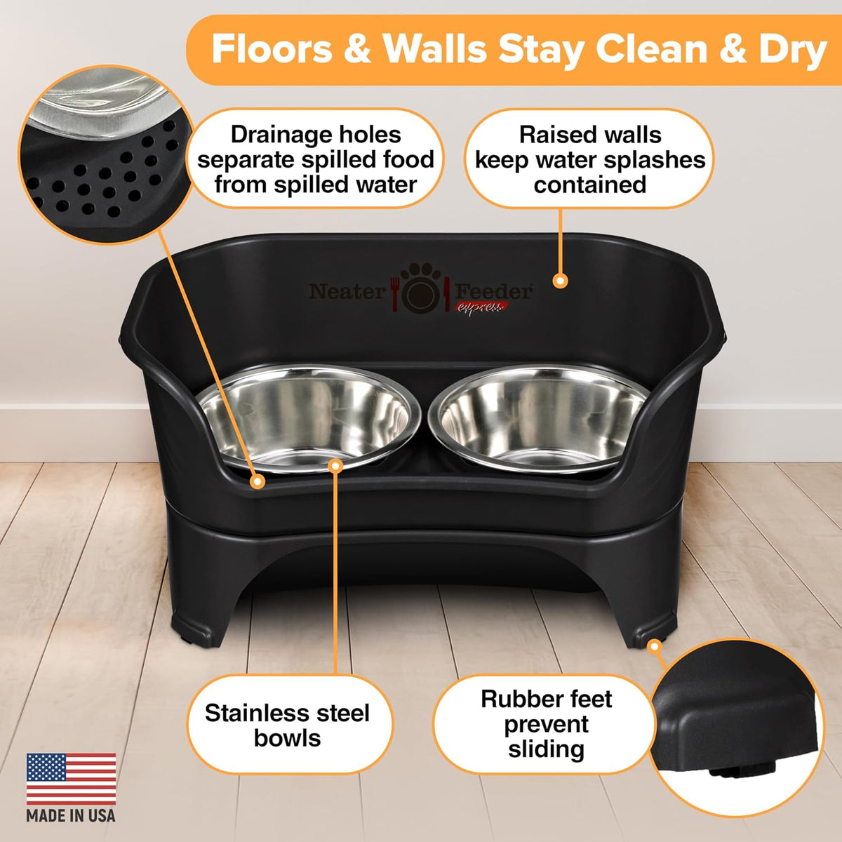 Neater Feeder Express Mess Proof Dog Bowls Elevated for Small Breeds - Medium to Large w/ Standard Bowls / Midnight Black - image 4