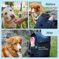 MalsiPree Dog Water Bottle - 19 Oz, Black, BPA-Free Stainless Steel - Portable & Lightweight Water Dispenser with Bowl for Dogs - Leak-Proof & No-Waste Design for Travel