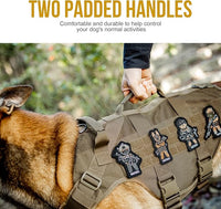 OneTigris Tactical Dog Harness for Small Dogs, No Pull Small Dog Vest Harness Breathable Military Dogs Molle Vest with Handles, Walking Hiking Training (Brown, XS)