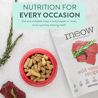 Meow Freeze Dried Cat Food - Wild Venison Recipe, High Protein Treats, Meals & Toppers, Dry Cat Food, 9.9 oz