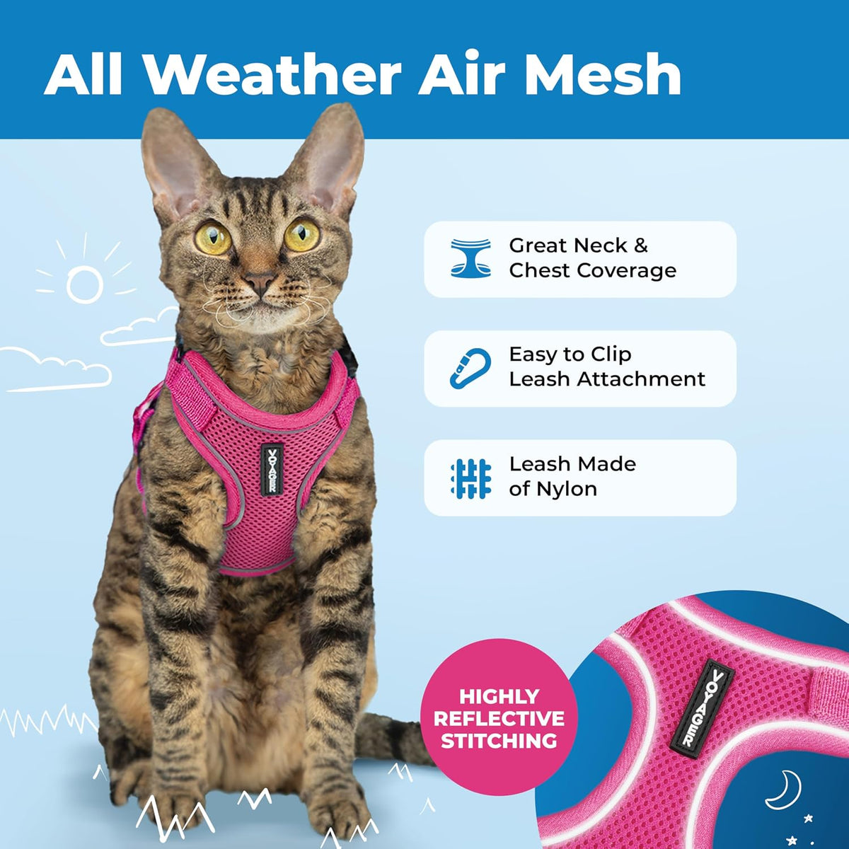 Voyager Escape-Proof Step-in Harness & Leash, Orange - Fuchsia (327) / XXS (Chest: 11.5 - 14") - image 3