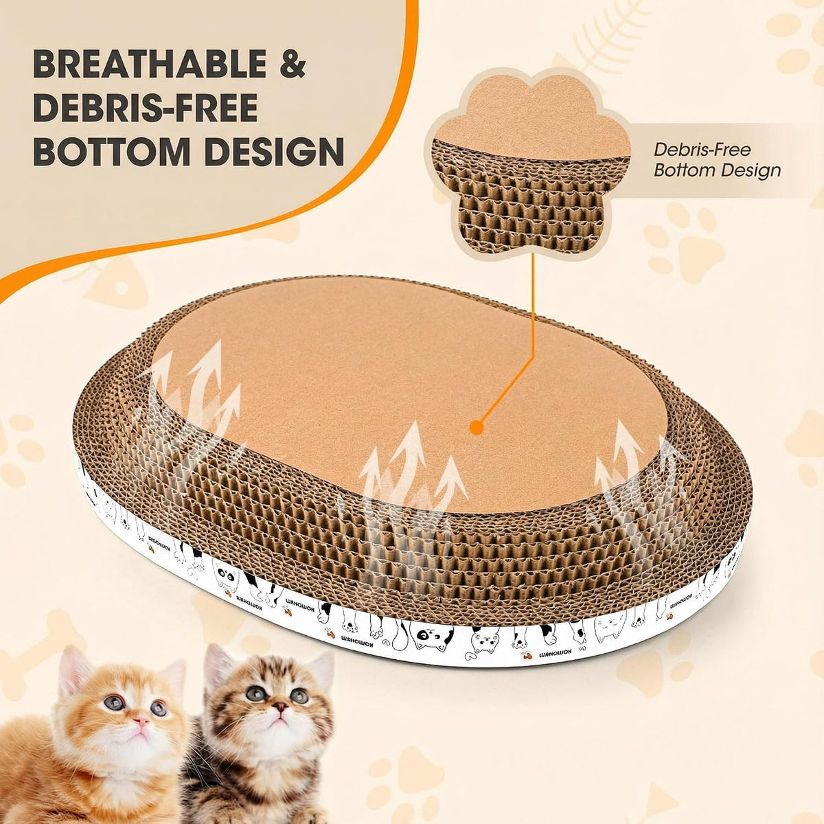 3 Pack Oval Cardboard Cat Scratcher & Lounger Bed - 3-Pack - Large - image 3