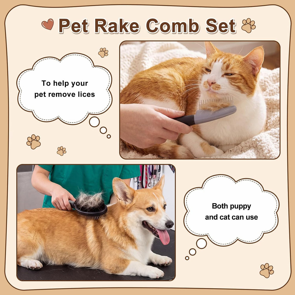 Patelai 4 Pcs Dog Dematting Comb - Gray and Black / Premium - image 4