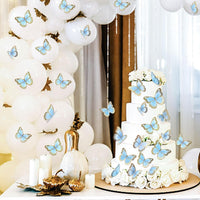 30Pcs 2D Waterproof Swallowtail Butterfly Cake Topper Transparent - Not Edible / Blue Gold - image 4