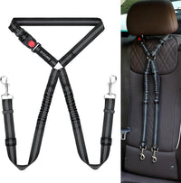 Dog Seat Belt for Car, Headrest Restraint Safety Lead, Dogs Cats – Essentials for Dogs - Black / Elastic(Double Leash)