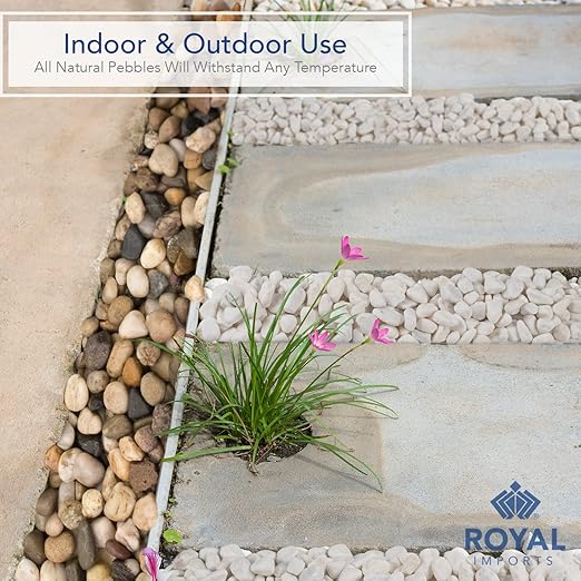 Royal Imports 5LB Decorative Stones River Pebbles Painting Rocks for Fish Aquariums, Plant Gravel, Landscaping, Home Decor Natural - Small White