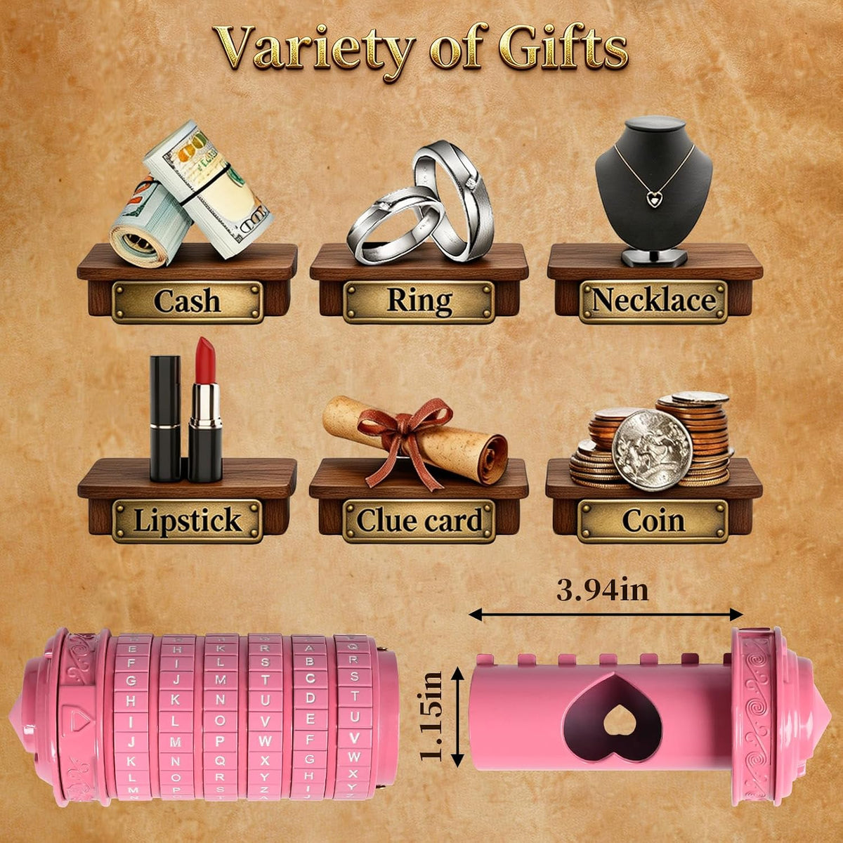 Cryptex Da Vinci Code Mini Cryptex Lock Puzzle Boxes with Hidden - Pink - image 4