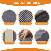 Pet Stairs, Dog Stairs for Small Dogs, Dogs Steps, 3-Step Curved Dog Ramp for Bed, Couch, Sofa, Car and Chairs, Non-Slip Bottom Design, Cat Scratching Board, High Density Foam Portable Pet Step, Grey
