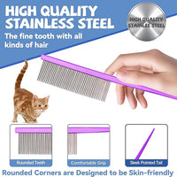 Grooming Pet Comb Rat Tail Dematting Cat and Dog Comb，Rounded Ends Design for Safe Tangle Removal, Hairstyling, Massage，Loose Hair Removal，Prevent Irritation，Fluffing Paws,Face,Tail,Remove Tear Stain