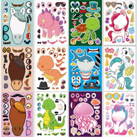 24 Sheets Make a Face Stickers for Kids Toddlers Party Favors Crafts – Fun for Kids & Family - Mixed Animals