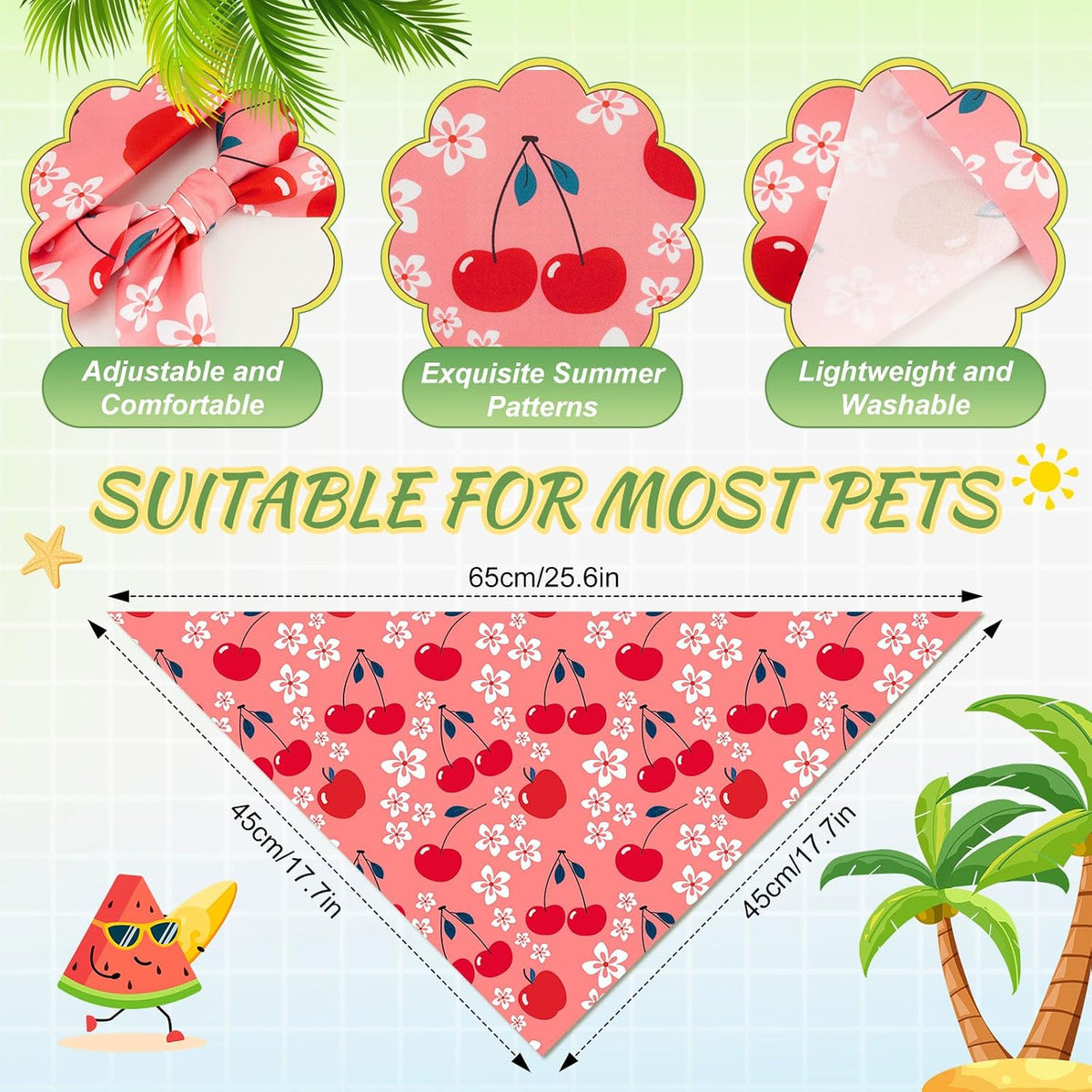 Abbylike 100 Pcs Fall Thanksgiving Dog Bandanas Bulk - Summer / 25.6 x 17.7 x 17.7 Inch - image 3