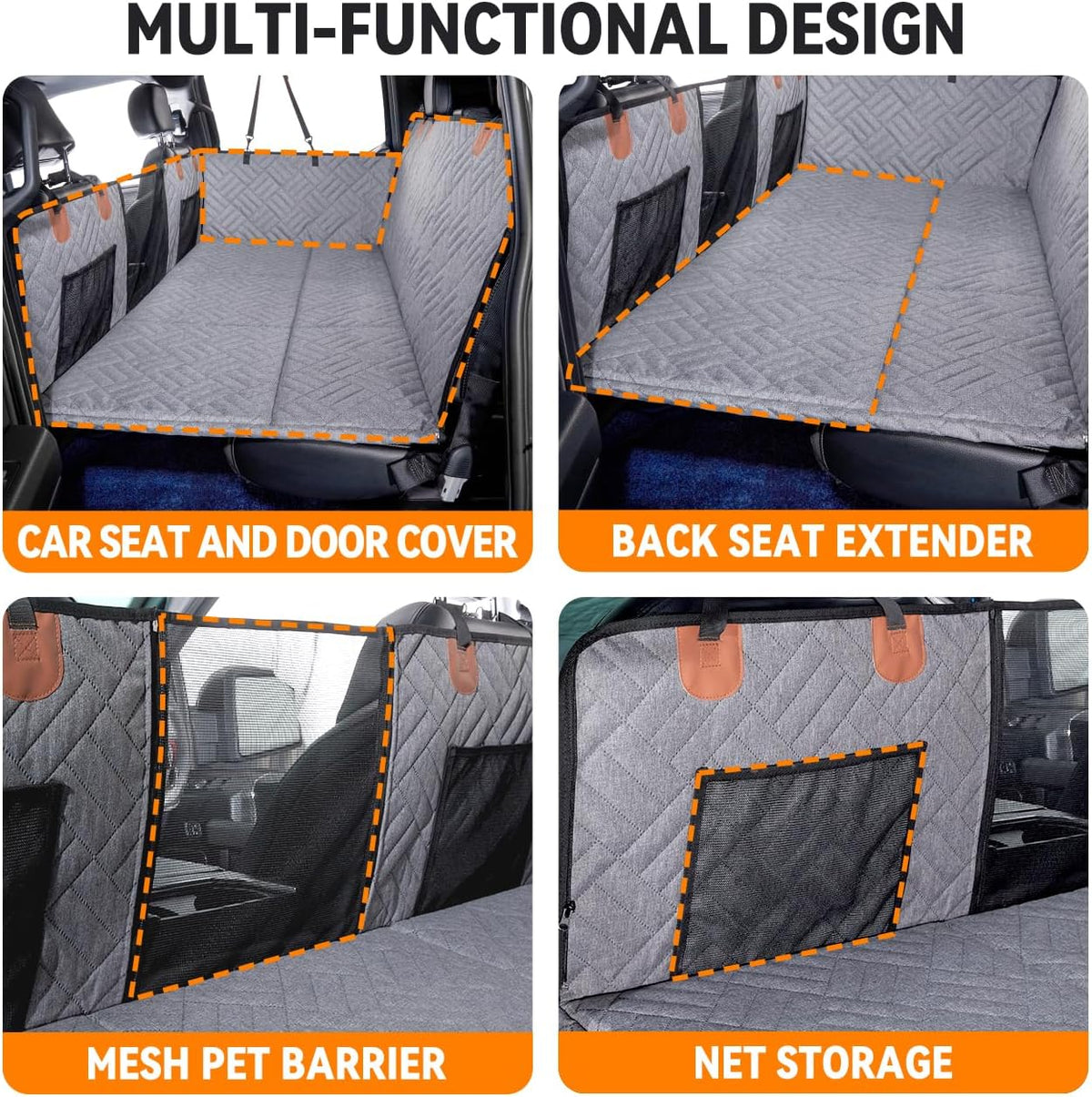 Hard Bottom Dog Car Seat Cover for Back Seat - Grey / For Full Size Truck - image 4