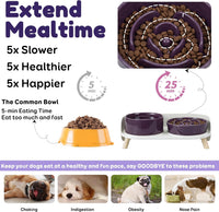Elevated Slow Feeder Dog Bowls with Splash Proof Stand - Medium / Purple - image 2