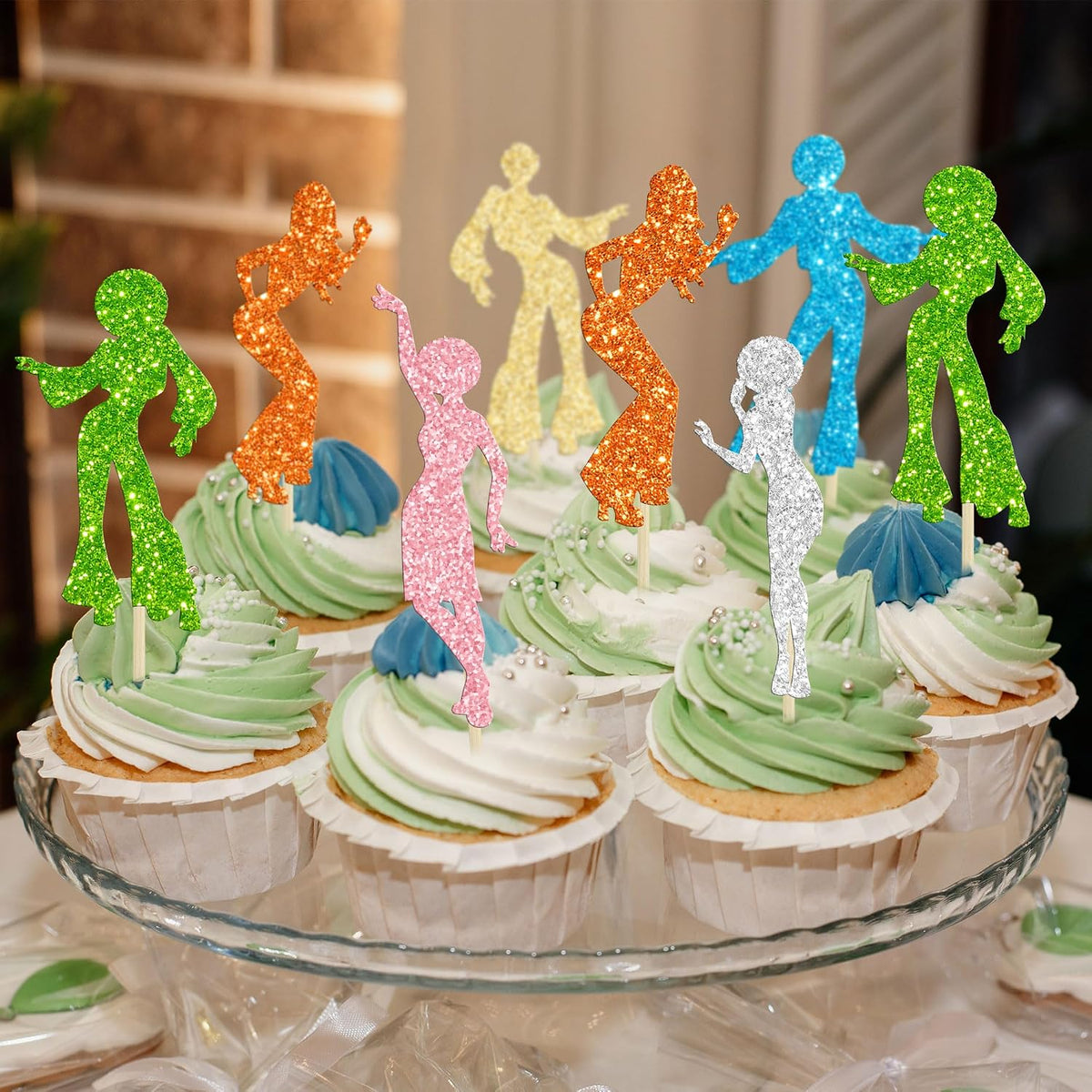 Gyufise 24Pcs Dance King Cupcake Toppers Glitter Jazz Dancers Happy - Multi - image 4