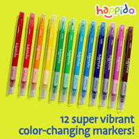International Arrivals Happido Double-Sided Markers for Kids - 12 Count - Color Changing Double Ended - image 2