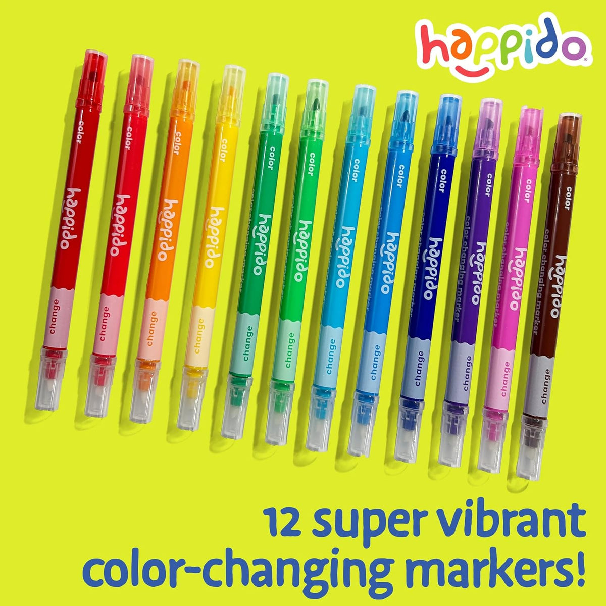 International Arrivals Happido Double-Sided Markers for Kids - 12 Count - Color Changing Double Ended - image 2