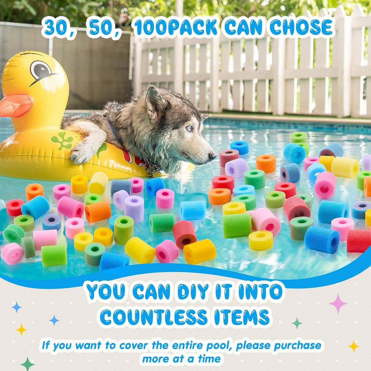 Frienda pool noodle bits, 50 colorful foam noodle pieces in assorted sizes - view 31