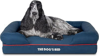 The Dog’s Bed, Medium Blue/Red 30x23.5, Memory Foam, Pain Relief: Arthritis, Hip & Elbow Dysplasia, Post Surgery, Lameness, Supportive, Calming, Waterproof Washable Cover, Veterinary Approved
