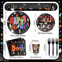 qonimi Halloween plates and napkins set, 75 piece disposable tableware - view 31