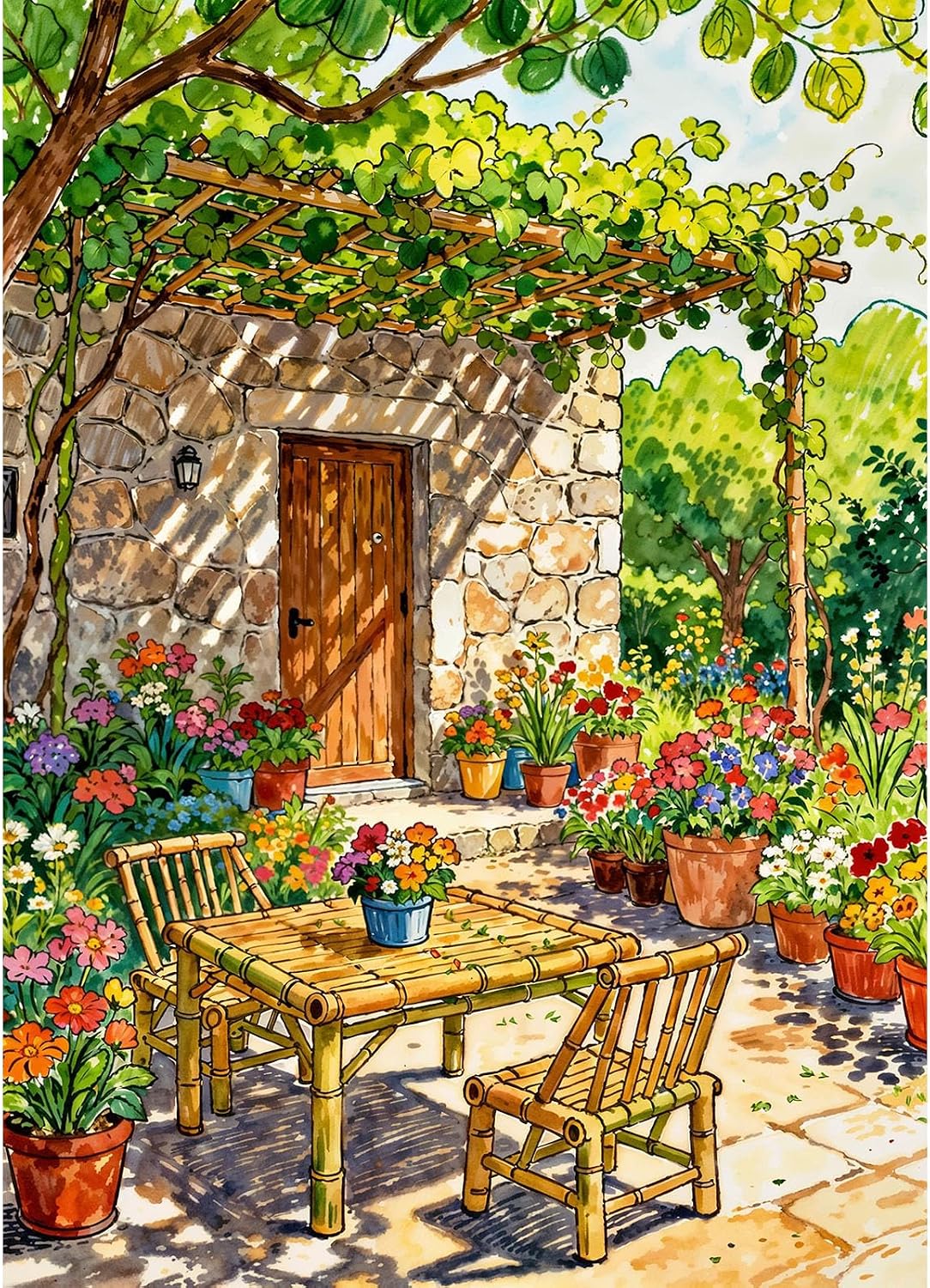 Funny Dog Pizza Jigsaw Puzzles, Food Kitchen - Sunny Summer Patio