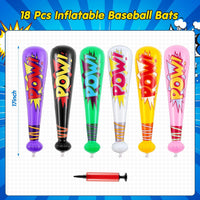 WILLBOND 18 pack 17 inch inflatable baseball bats in red, pink, blue and light blue with pump - view 23