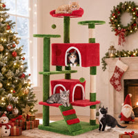 Sweetcrispy 54-inch Cat Tree Tower with Scratching Posts - Red & Green / 54IN - image 2