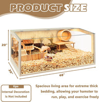 Hamster Cage Chewproof, Large Hamster Cages and Habitats - Natural Oak Wood / 48"L x 20"W x 20"H / Openable Window Roof - image 3