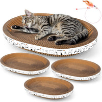 3 Pack Oval Cardboard Cat Scratcher & Lounger Bed - 3-Pack - Large