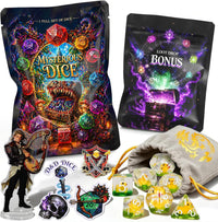 QMAY Mystery Dice Set – 7 Pcs Acrylic Polyhedral Dice + 1 Pcs Velvet Bag – Fun for Kids & Family - 1 bag Resin Dice + Bonus