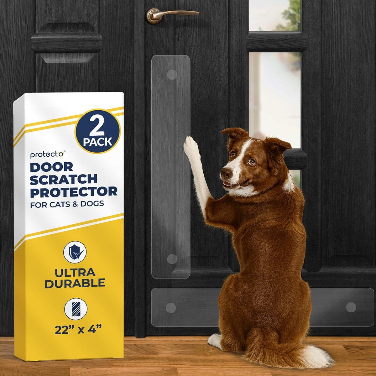 PROTECTO Door Protector from Dog Scratching, 35.5x24 - 2-pack Clear / 22 x 4"